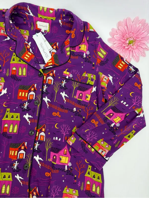 BedHead PJs Spooky Town Halloween Classic Stretch Jersey Pajama Set Full Length - Image 7