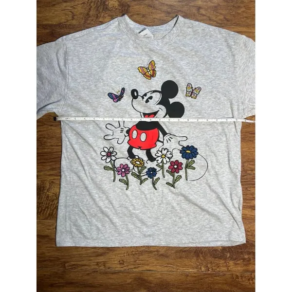 Mickey Mouse Licensed Ladies Character Tee With Embroidery Size L Gray - Image 7