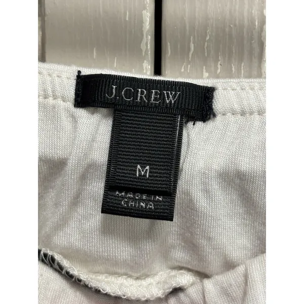 J.‎ Crew Black Dress Strapless Size Medium White Trim Tie Waist Flowy Soft - Image 4