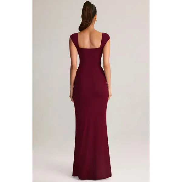 Oh Polly Elva Modal Sweetheart Neck Cowl Waist Maxi Dress in Wine Size XL - Image 4