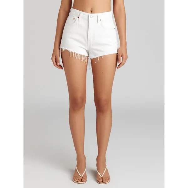 Denizen from Levi's White Shorts 501 Frayed Hem Distressed Casual Size W30 - Image 3