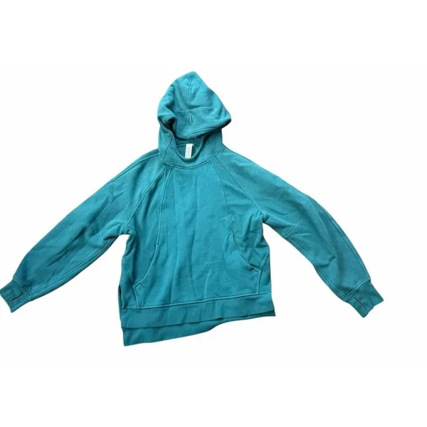 lululemon Scuba Pullover Hoodie Side Slit Logo Oversized Turquoise Blue XS/S - Image 2