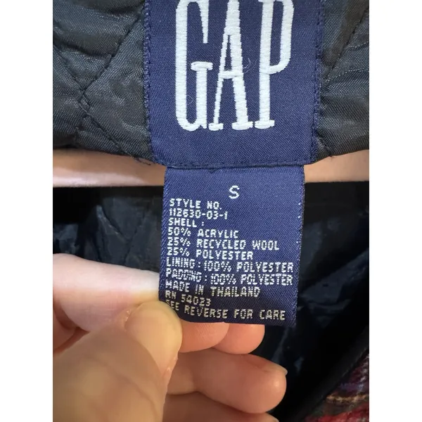 Vintage Gap Tartan‎ Plaid Quilted Puffer Best Wool Blend Size Small Holiday - Image 6
