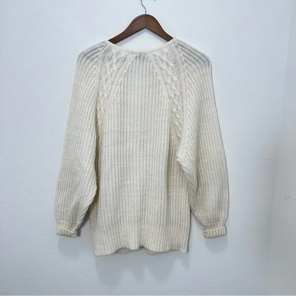 Women's Vintage Counterparts Loose Knit Cream Coastal Grandma Cardigan Size S - Image 6