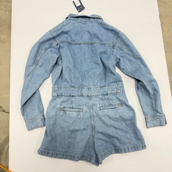 Universal Thread Denim Romper Medium Wash Button Front Long Sleeve Blue Size 10 - Image 6
