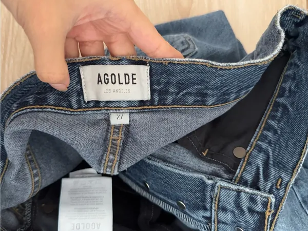 Agolde 27 90's Crop Mid Rise Straight Jeans Organic Hooked Relaxed Indigo Denim - Image 3