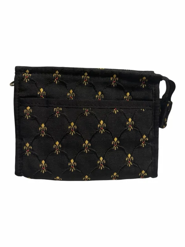 Oscar de la Renta Black Quilted Cosmetic Pouch with Gold Hardware - Image 4