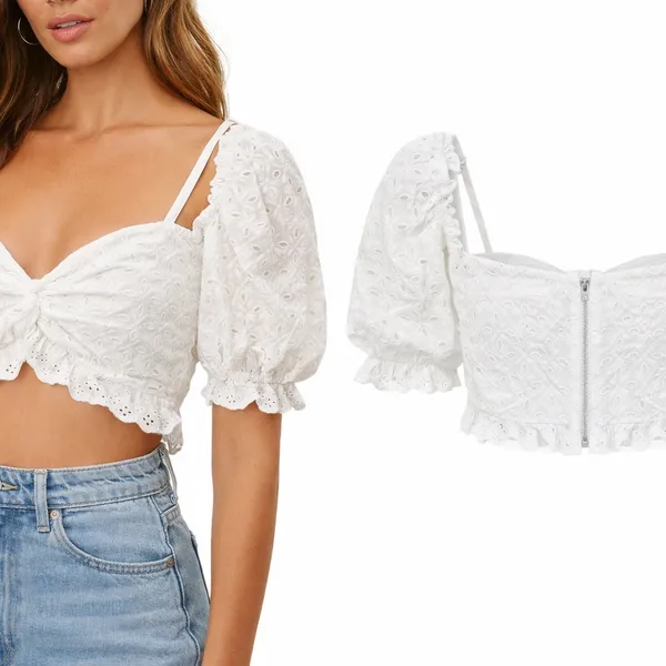 Hot & Delicious White Eyelet Crop Top – NWT - Image 3