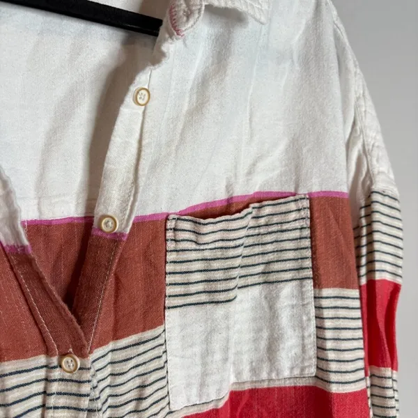 Anthropologie Holding Horses Monroe Striped Button Down Oversized Blouse - Image 3