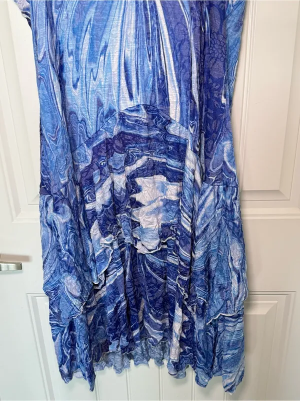 Newport By Carine XL Blue Marble Abstract Swirl Layered Tiered Dress Whimsigoth - Image 8
