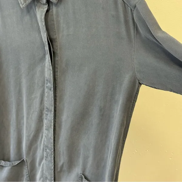 COS 100% Lyocell Lightweight Minimalist Button Down Tunic‎ Shirt Dusty Blue Sz 2 - Image 8