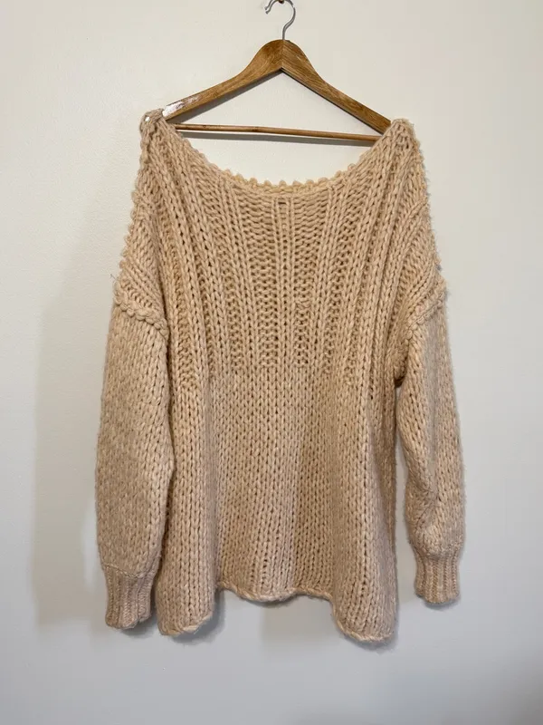 Free People Be There Chunky Knit Sweater Size Small Beige Oversized Neutral - Image 7