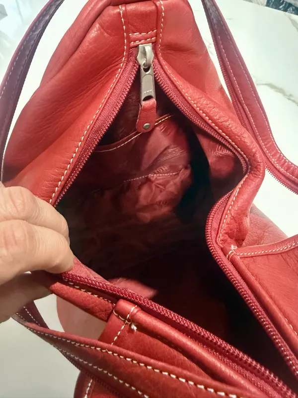Canyon Outback Red Leather Shoulder Bag Convertible Backpack Louisville Cardinal - Image 10