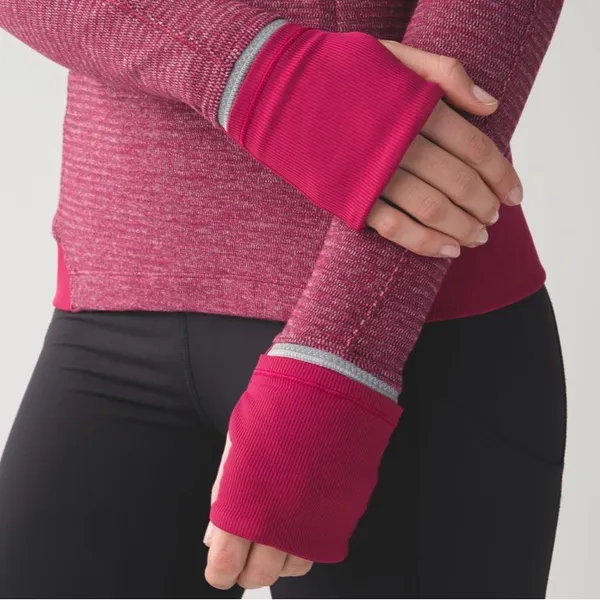 75. Lululemon runderful sz 4 1/2 zip mini check pique bordeaux drama heather - Image 2
