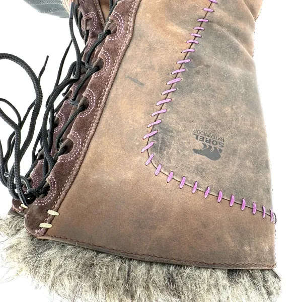 Sorel Women's Brown Cate The Great Brown Lace Up Fur Snow Boots Size 7.5 - Image 2