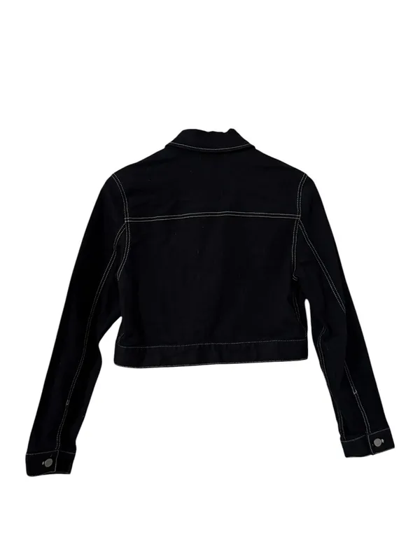 OAK + FORT Black White Contrast Stitch Cropped Cotton Jacket - Image 5