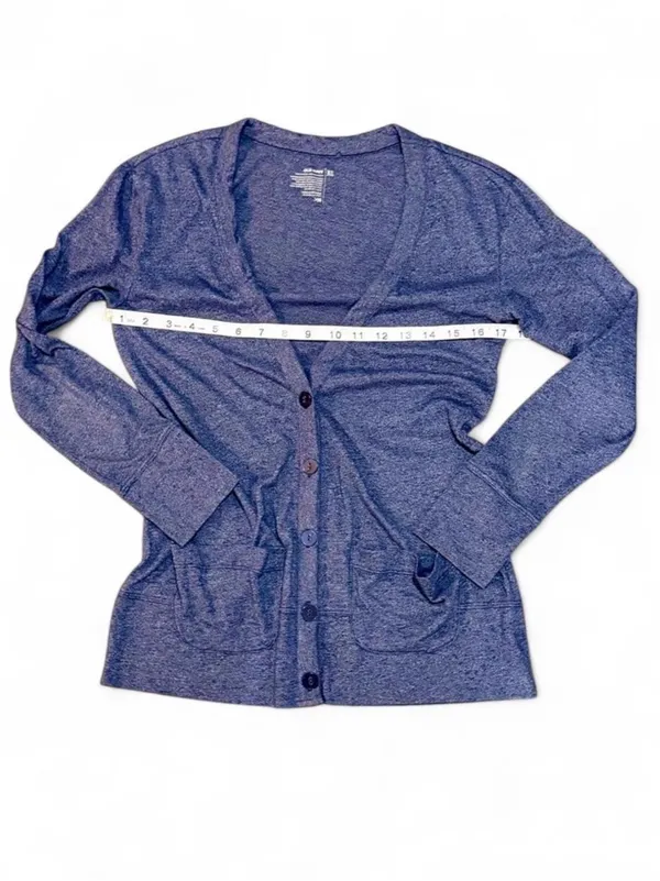 Old Navy Heathered Blue Oversized V-Neck Button Down Cardigan Sz XS - Image 2
