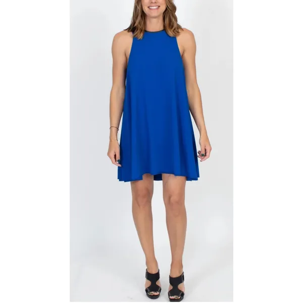 Alexander Wang Mini Dress Leather Trim Sleeveless Blue Size‎ 0 - Image 8