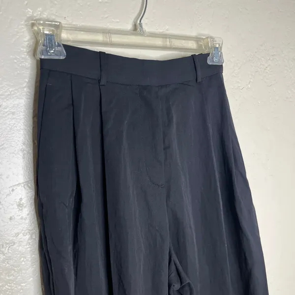 COS Womens Black High Waisted Wide Leg Pleated Trousers Adjustable Waist Size 6 - Image 2