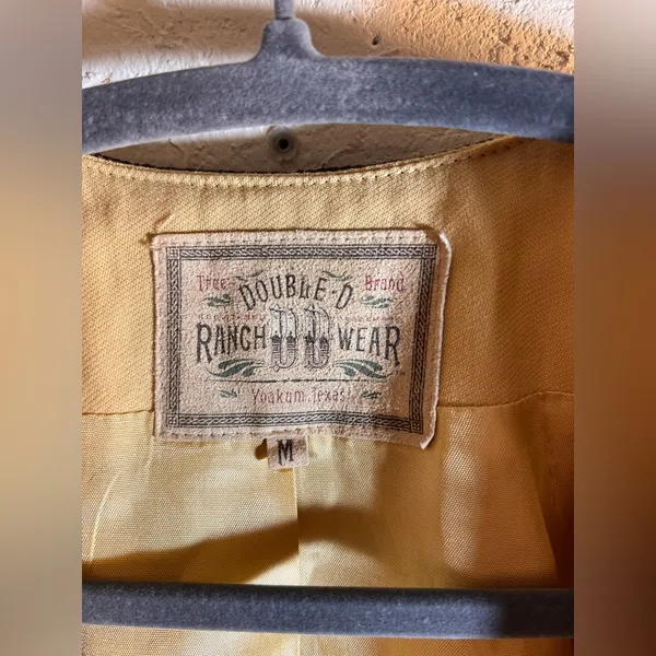 Double D Ranch Gold Tan Studded Blazer Jacket Brown Detailing cropped western M - Image 2
