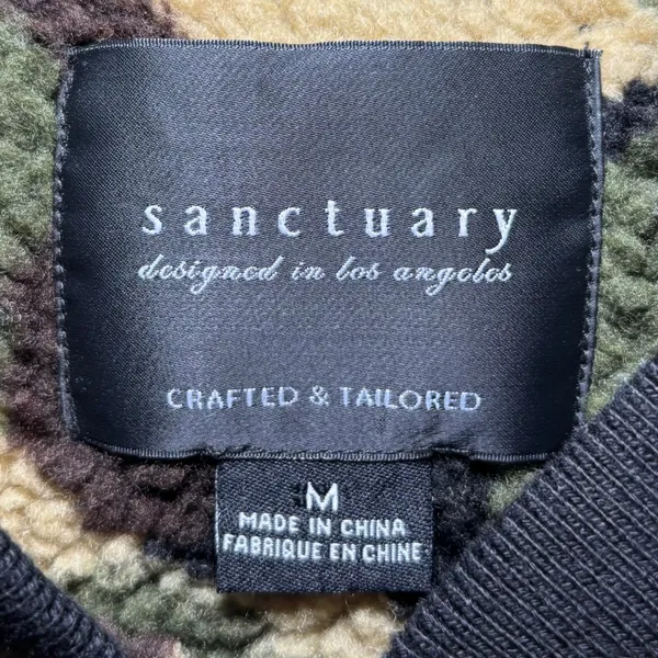 Sanctuary Green Camoflauge Zip Up Fleece Jacket Lined‎ Medium - Image 4
