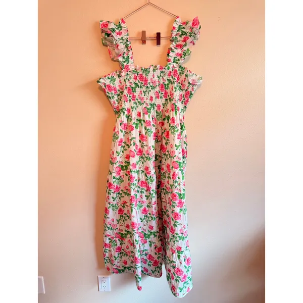 Hill‎ House Home Nap Dress Womens XXL White Pink Floral Ellie Smocked Midi Dress - Image 5