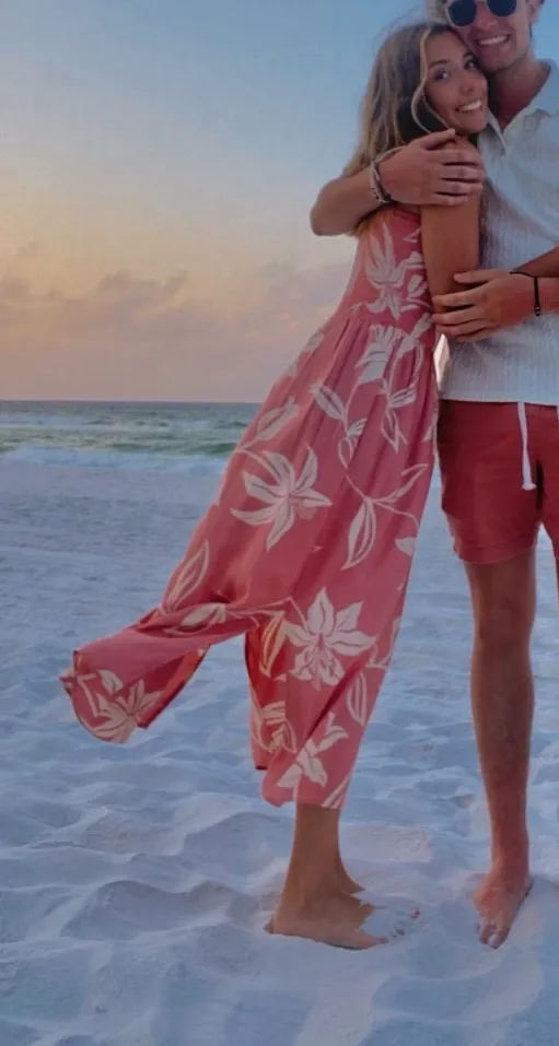 Angie Pink Floral Maxi Dress - Image 2