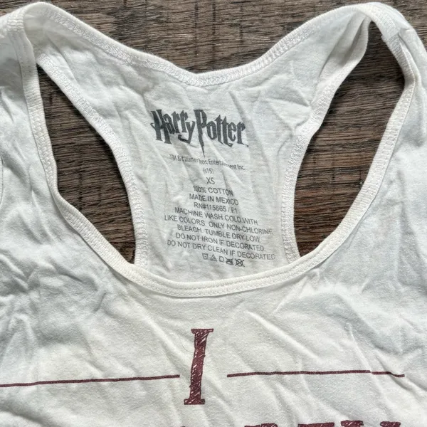 Harry Potter “Solemnly Swear, Mischief Managed ” White Racerback Tank Top XS - Image 2