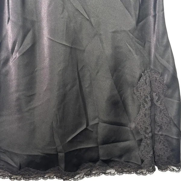 Victoria's Secret Black Satin Robe & Lace Slip Dress Lingerie Set OS XS‎ Black - Image 14