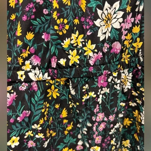 Old Navy Womens Floral Flutter Sleeve Mini Dress Black Yellow Purple Size Large‎ - Image 4