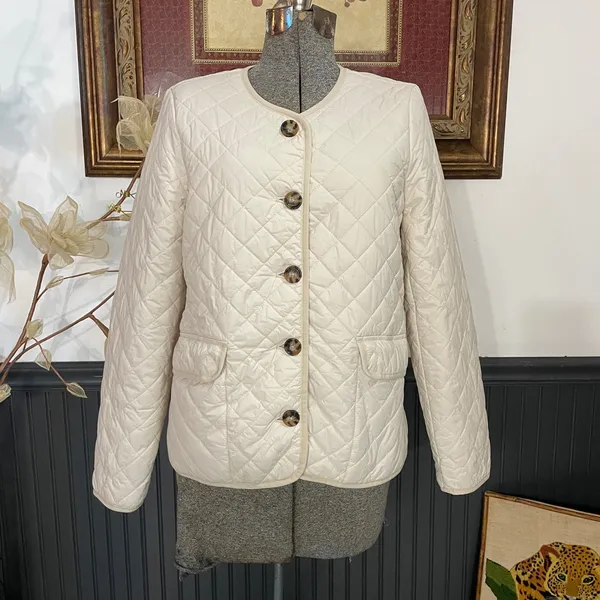 J.Crew Signature Puffer Lady Jacket Dusty Ivory Quilted PrimaLoft Sz 6 🧡🎀 - Image 4