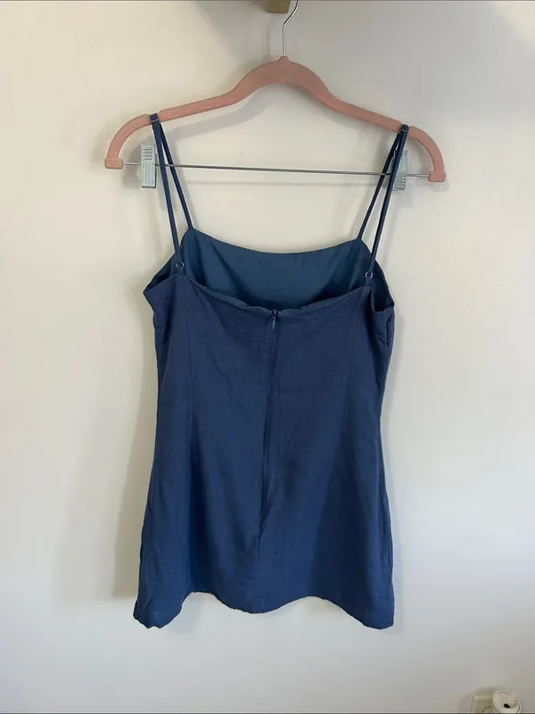 SNDYS x Revolve Blue Linen Mini Dress - Image 3