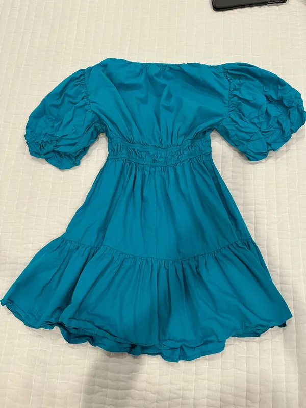 NWOT Japna Teal Poplin Mini Dress Size M - Image 2