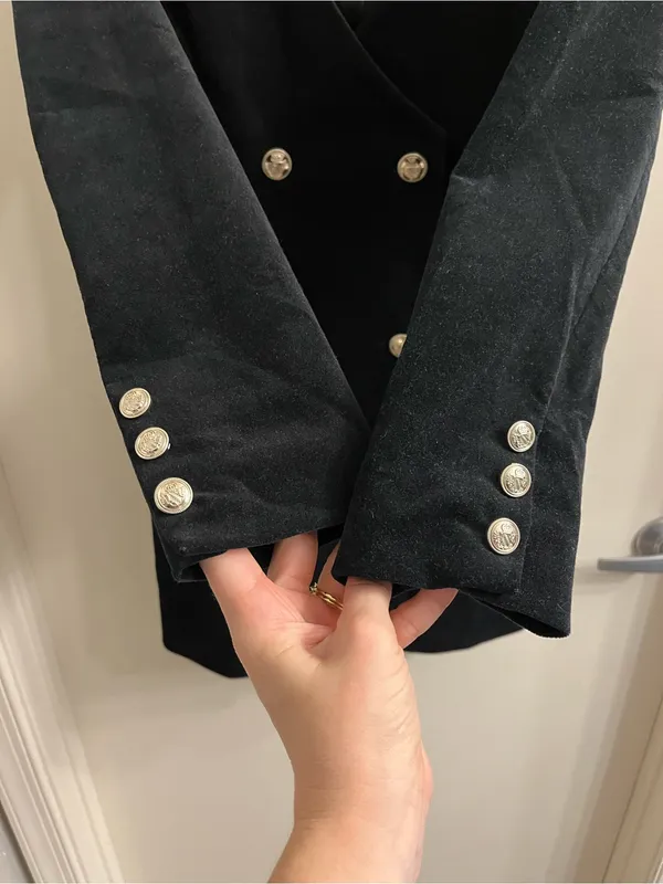 Good American Velvet Blazer Dress in Black Medium - Image 5