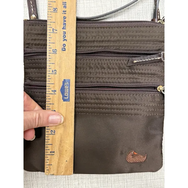 Dooney & Bourke Crossbody Bag Brown Nylon North South‎ Triple Zip - Image 4