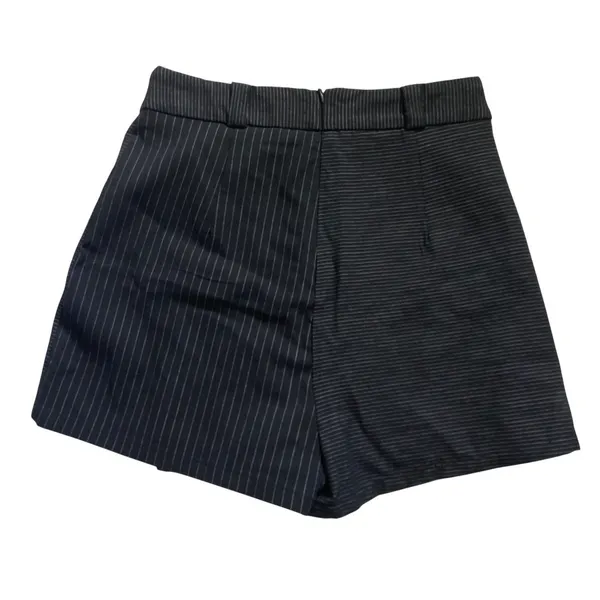 Princess Polly Black Everly Pinstripe‎ Skort Asymmetrical Wrap Front D-Ring 6 - Image 10