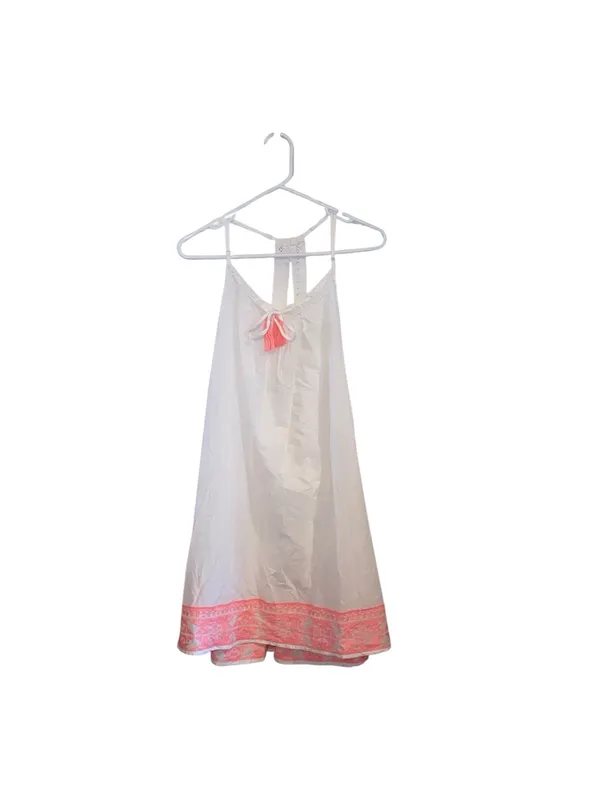 Artisan NY Boho Cotton Resortwear Sundress Swim Cover-Up Pink Tassel vacation - Image 2