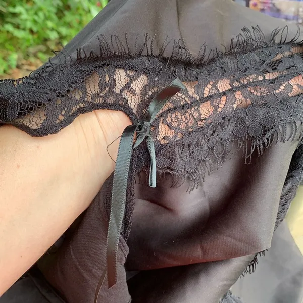 Source Unknown Avidlove, black silky lace robe M - Image 5