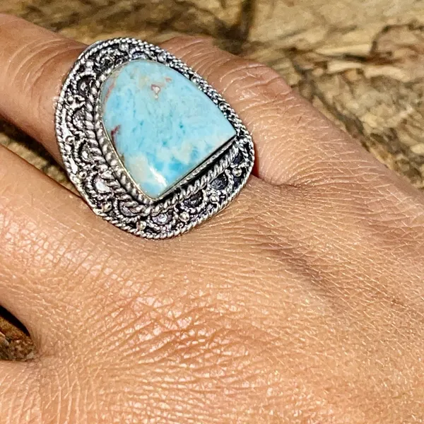 Caribbean Larimar Ring Size 7 Blue - Image 4