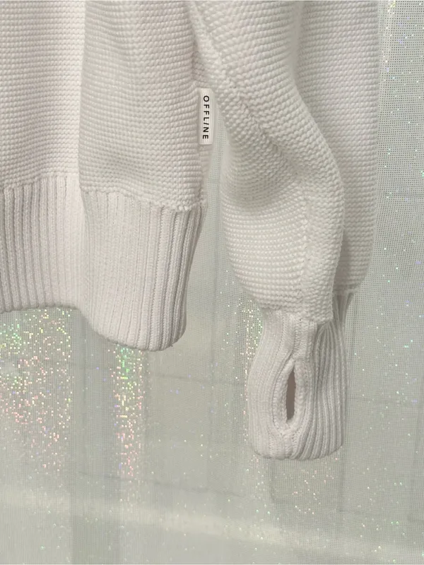 Aerie Offline Waffle Knit Quarter Zip - White - Image 3