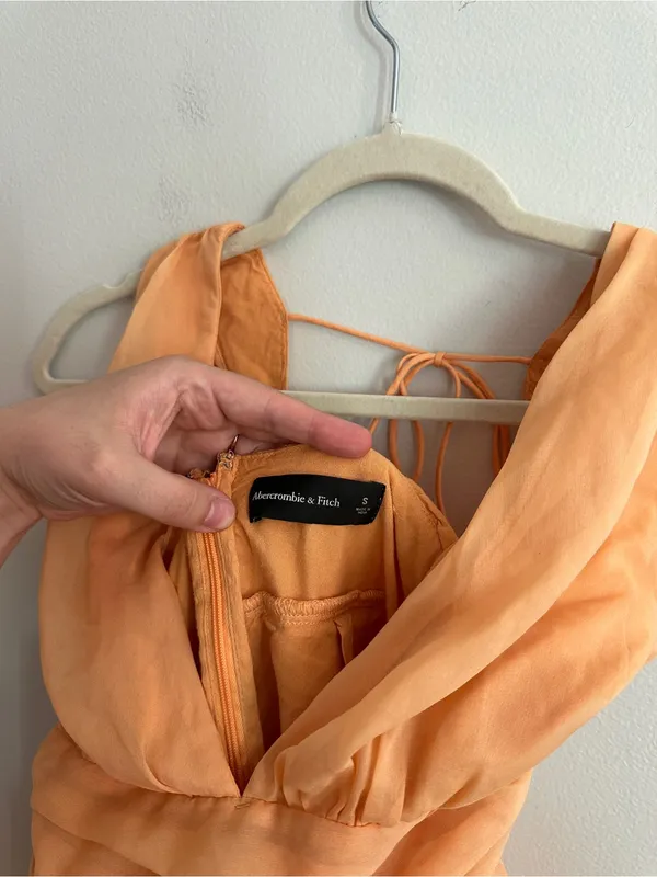 Abercrombie & Fitch Orange Sleeveless V-Neck Plunge Mini Dress SIZE S - Image 8