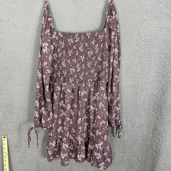 Lily Rose Mini Dress Womens‎ Large Mauve Pink Floral Cottagecore Ruffle Sleeve - Image 10