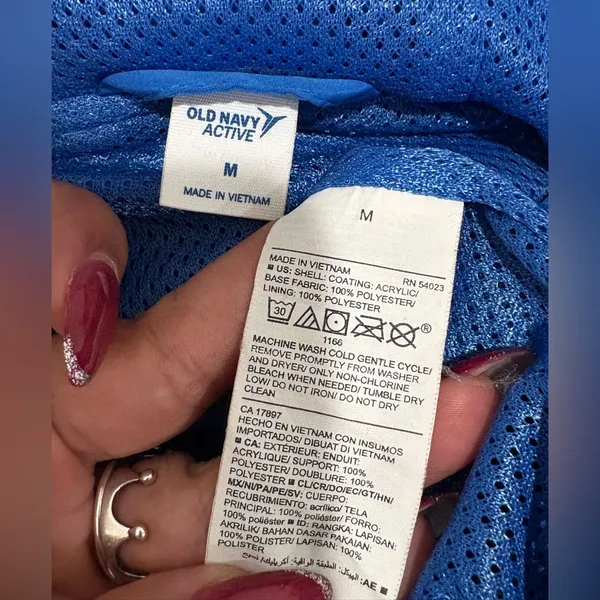 Old Navy Active Colorblock Hooded Rain Jacket in Blue, Ment & Green Size M - Image 7