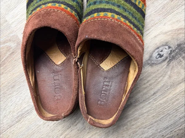 Born Handcrafted Wool Blanket Leather Slip On Boho Southwestern Clogs Size 7.5 - Image 9