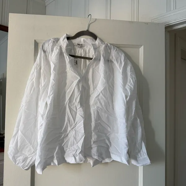 Madewell Shirred Long-Sleeve Top in Eyelet White Size Medium NWT - Image 6