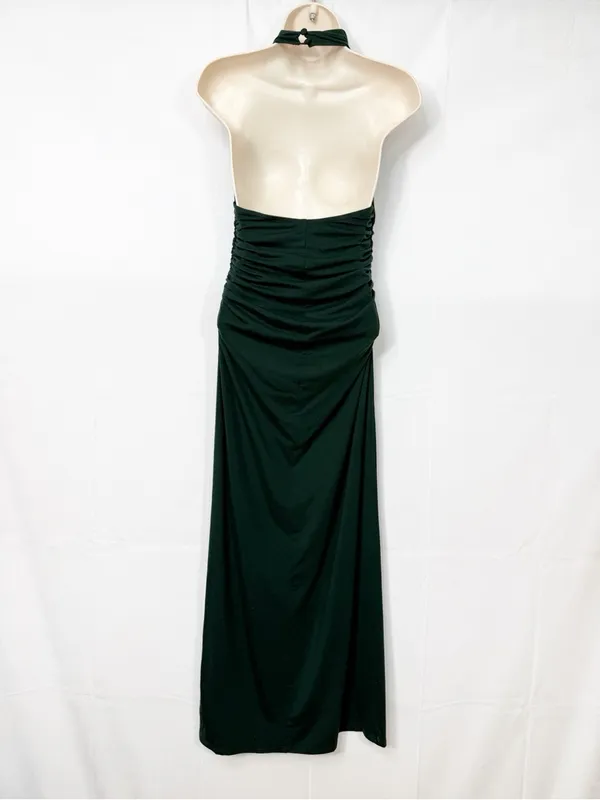 Reformation Jazlyn Knit Dress Midi Maxi Forest Hunter Green Halter Ruched - Image 5