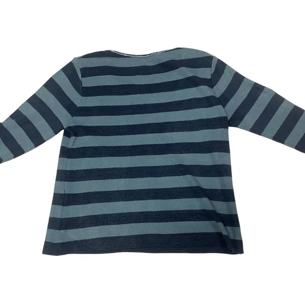 Arpel Made in Italy Women's Blue Stripped Wool Blend Rib Knit Sweater - Image 3