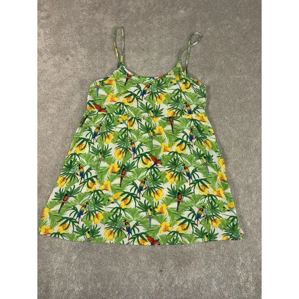 American Apparel Parrot Yellow Green Flowy Tropic Tank Dress Women's‎ Sz Small - Image 3