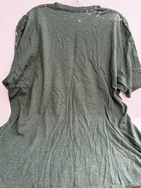 Gildan Green Bleach-Splatter Tee with Whiskey & Bottle Graphic - Image 3