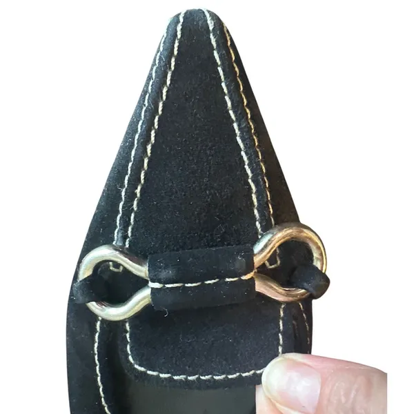 Prada Vintage Black Suede Horsebit Pointed Toe Loafers Black IT 38 US 8 Archive - Image 10
